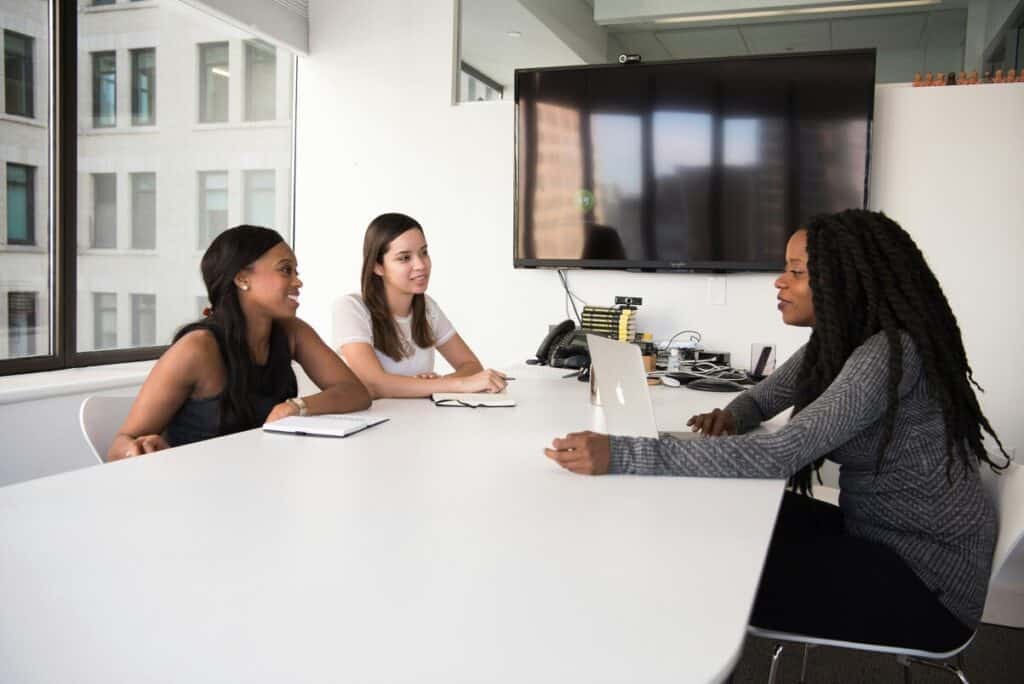 HR team working together on hiring process 